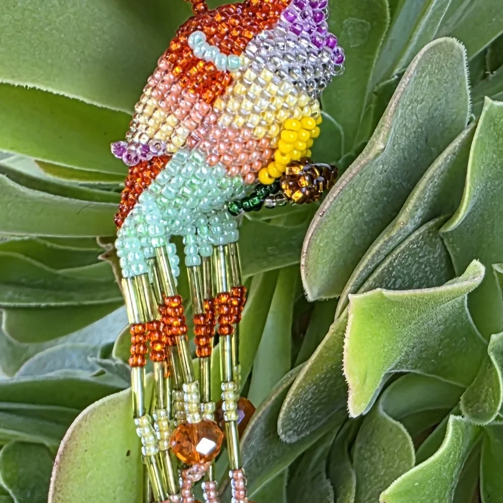 Colorful Beaded Parrot Ornament